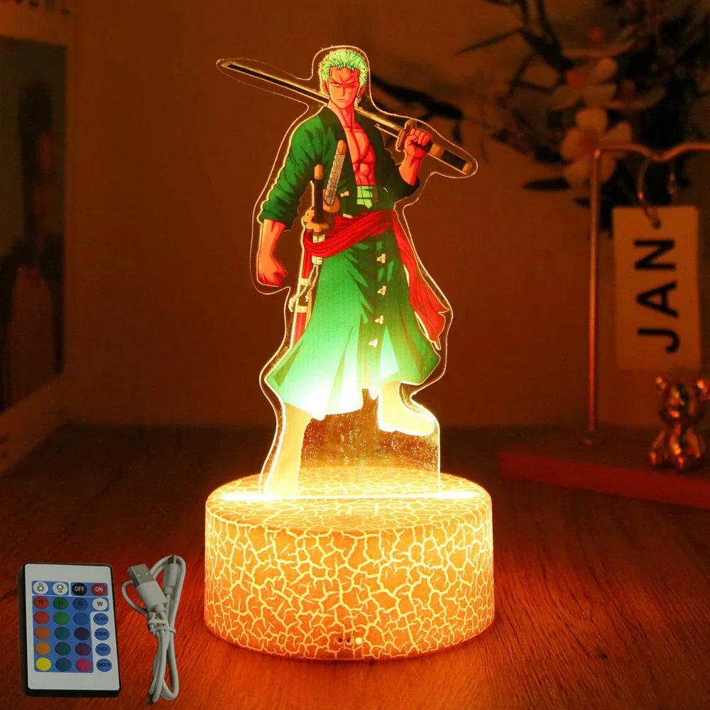 One Piece Luffy & Zoro Action Figures — 3D PVC Anime Lamp, LED Night Light Collectible Toy, Christmas Gift for Kids