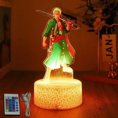 One Piece Luffy & Zoro Action Figures — 3D PVC Anime Lamp, LED Night Light Collectible Toy, Christmas Gift for Kids