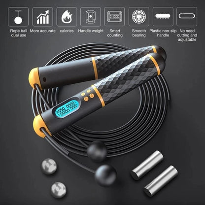 ProSpeed 2-in-1 Multifunctional Digital Skipping Rope | Professional Ball Bearings, Non-slip Handles, Calorie Counter | Perfect for Jumps and Fitness