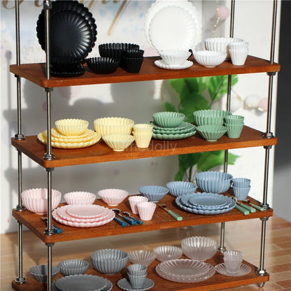 8PCS 1:6 Miniature Dollhouse Tableware Set – Mini Bowls & Plates for Blythe & BJD Dolls
