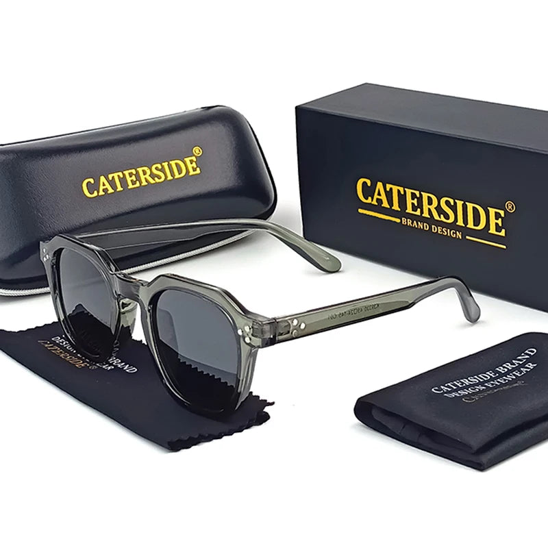 CATERSIDE Retro Polarized Sunglasses – Ultralight TR90 Frame Polygon Style for Men & Women, High-Quality Travel Eyewear