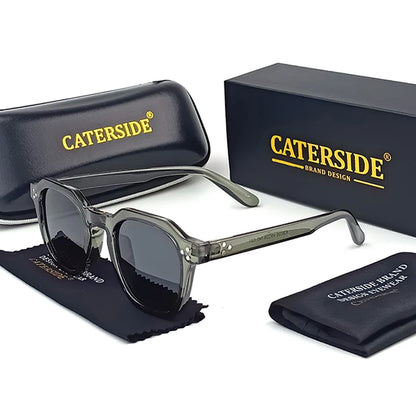 CATERSIDE Retro Polarized Sunglasses – Ultralight TR90 Frame Polygon Style for Men & Women, High-Quality Travel Eyewear