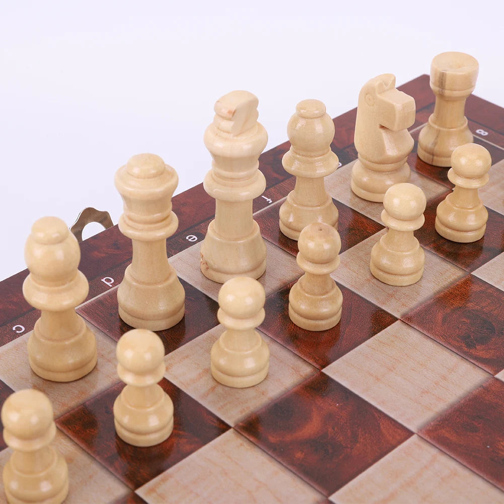 29x29cm Large 3-in-1 Chess Board – Foldable Chess, Checkers & Backgammon Set for Kids & Adults, Strategic Thinking Game