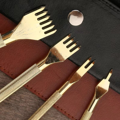 Fenrry Leather Spacing Punch Set – 3/4/5/6mm Lacing & Stitching Hole Punch Tools with 1/2/4/6 Prongs for DIY Leathercraft