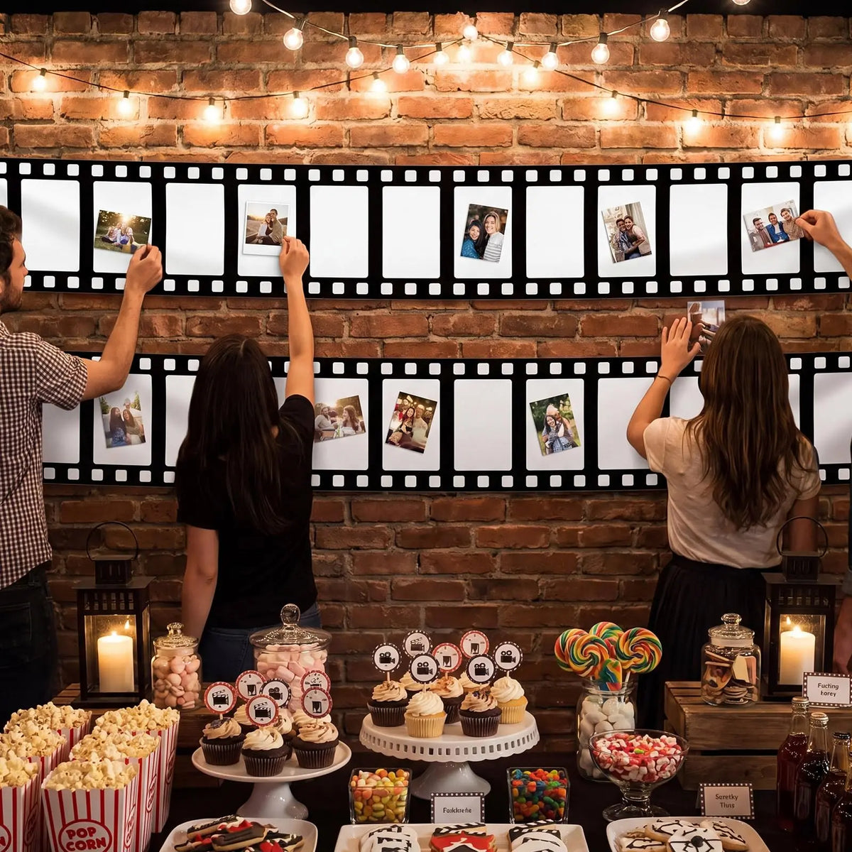 Large Movie Night Photo Booth Props - Polyester Movie Theater Frame for Kids’ First Birthdays, Weddings and DIY Party Decorations
