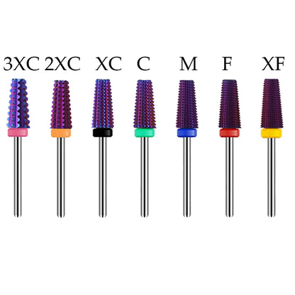 Purple 5-in-1 Tapered Carbide Nail Drill Bits - Milling Cutter for Manicure, Gel & Acrylic Removal, Nail Accessories Tool