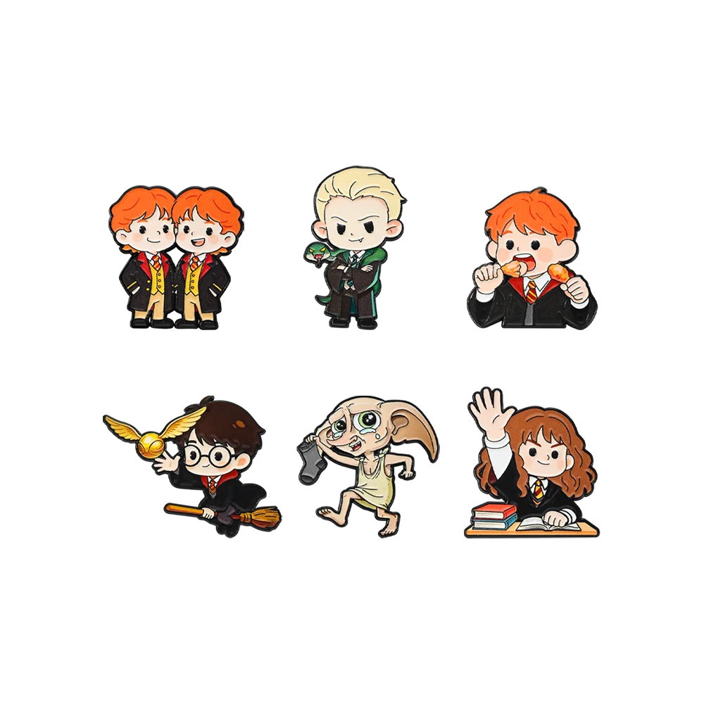 6-Piece Wizard Student Enamel Pin Set - Cute Movie-Themed Brooches for Backpacks, Hats & Cosplay