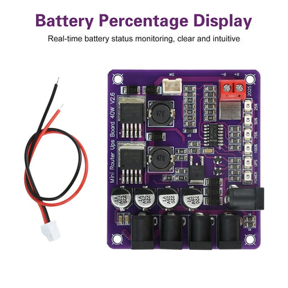 40W Mini Router UPS Board - 5V 9V 12V 4-Channel Output Battery Charging Module for Uninterruptible Power Supply