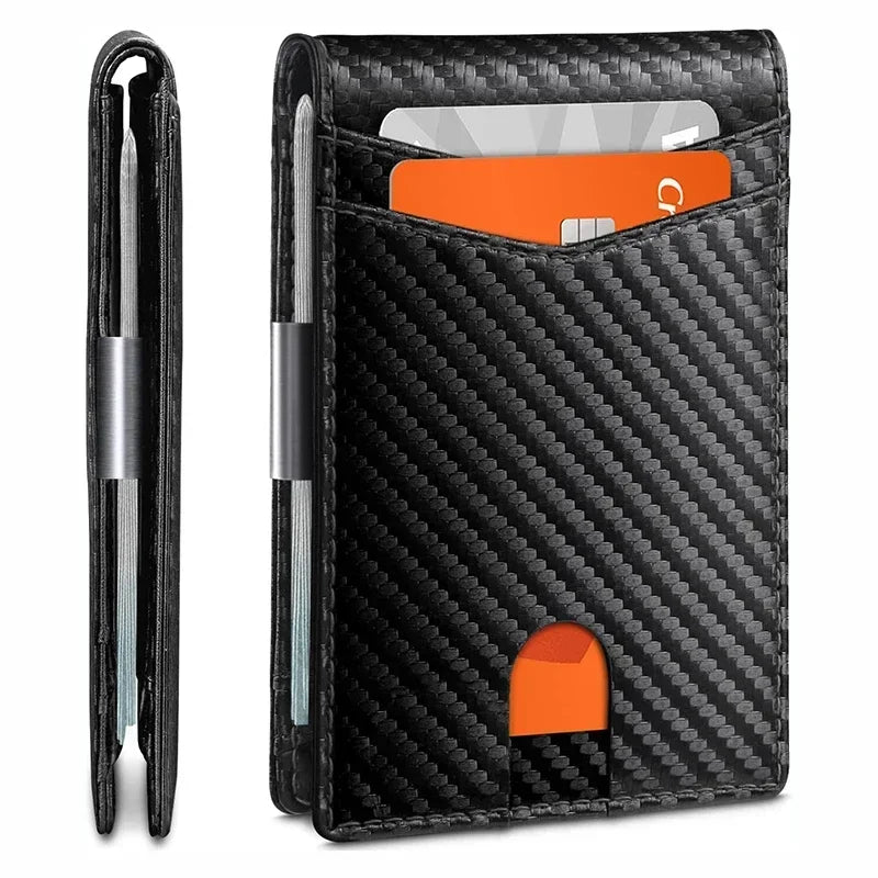 RFID Carbon Fiber Slim Wallet for Men – Luxury Money Bag, Thin Card Holder, Small Short Billfold Purse