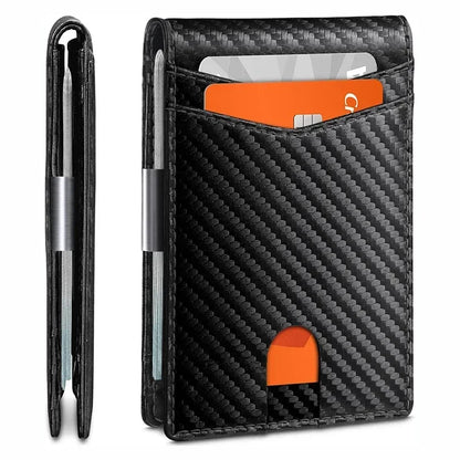 RFID Carbon Fiber Slim Wallet for Men – Luxury Money Bag, Thin Card Holder, Small Short Billfold Purse