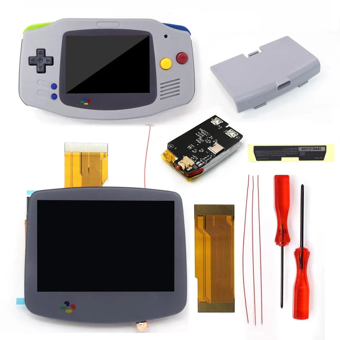Hispeedido TYPE-C GBA LCD Display Upgrade – 3.0" V5 IPS Screen with New Housing Shell