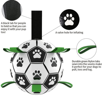 Damaly Interactive Dog Soccer Ball - Durable Water-Resistant Play Ball with Grip Ring for Chasing and Fetch, No Battery Required