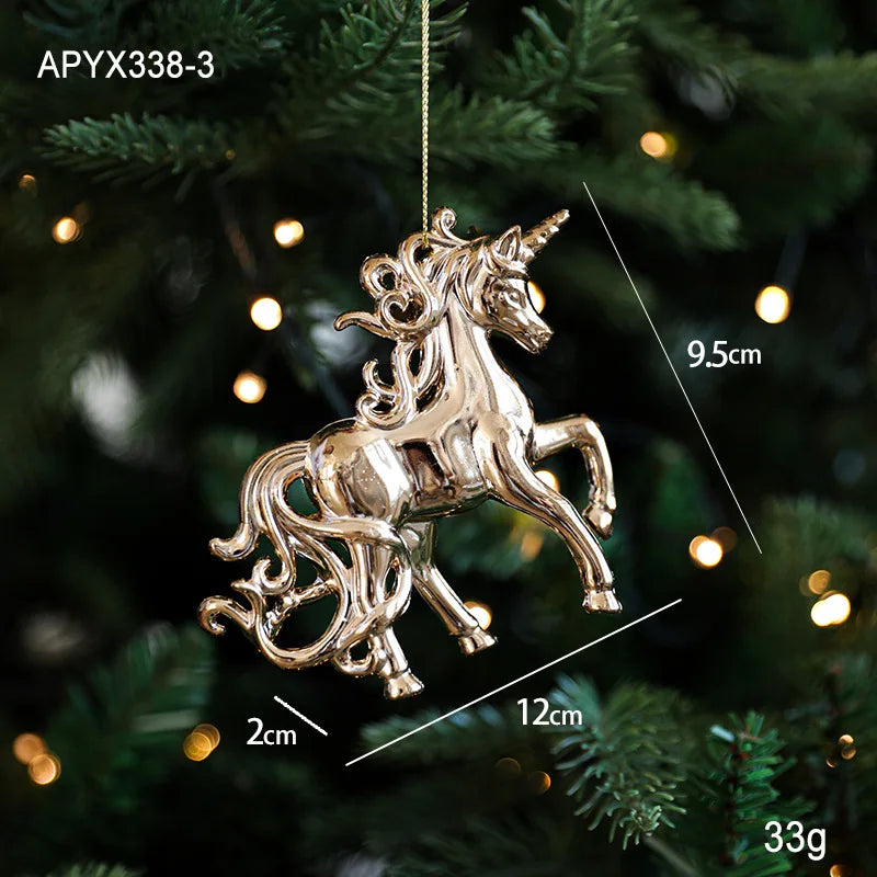 Christmas Tree Ornaments – Gold Plastic Balls with Butterfly, Dragonfly, Angel & Snowflake Decorations