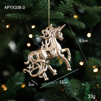 Christmas Tree Ornaments – Gold Plastic Balls with Butterfly, Dragonfly, Angel & Snowflake Decorations