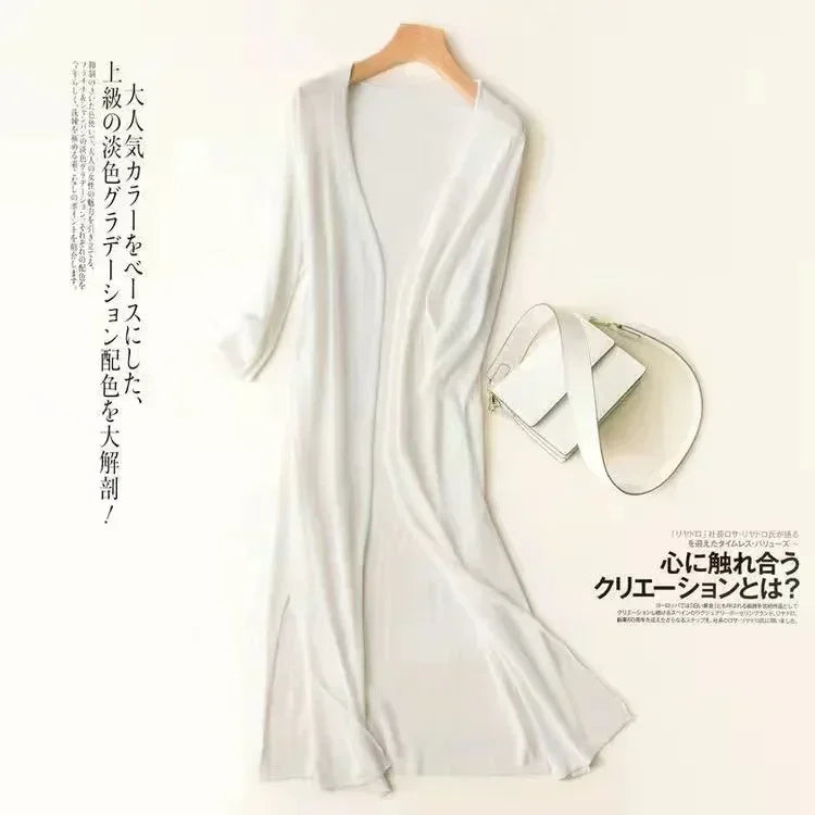 New Spring/Summer Sun Protection Clothing – Women's Long Knitted Cardigan, Sweater Coat, Jacket, and Ladies Shawl Outerwear