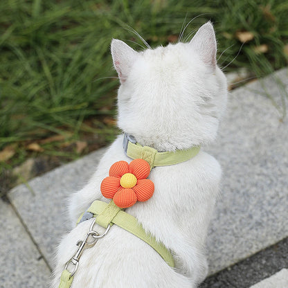 Adjustable Cat & Small Dog Harness with Leash – Breathable Pet Walking Strap Set