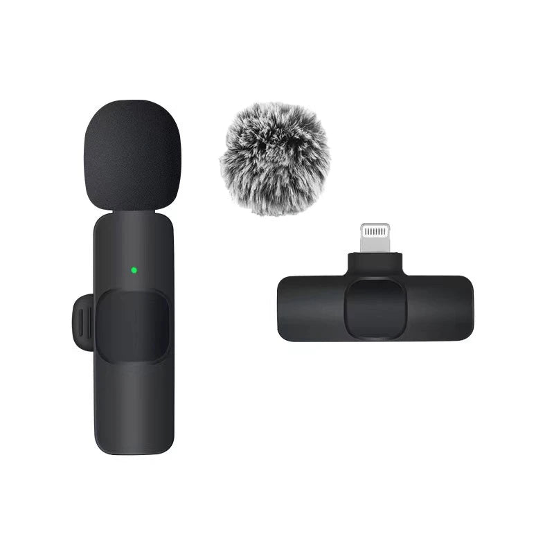 Basix Wireless Lavalier Microphone – Mini Windproof Audio Recorder with Replaceable Wool for iPhone 16, Vlog & YouTube Shooting