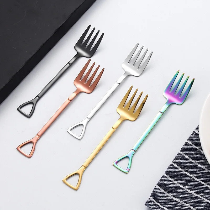 4PCS Stainless Steel Fruit & Dessert Forks - Creative Shape Tableware for Family Parties