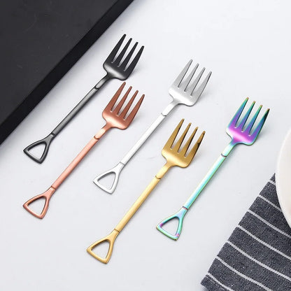 4PCS Stainless Steel Fruit & Dessert Forks - Creative Shape Tableware for Family Parties
