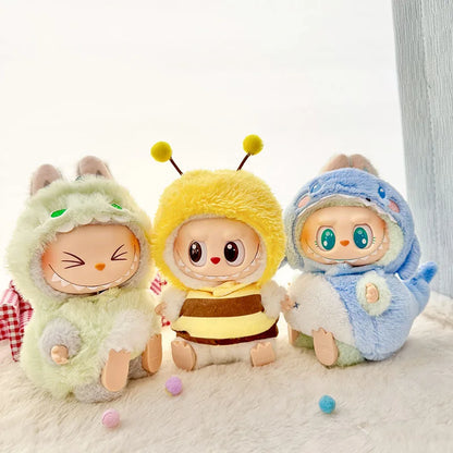 15-17cm Labubu Doll Clothes – Cute Pendant Outfits: Baby Bee, Dinosaur & Shark Accessories