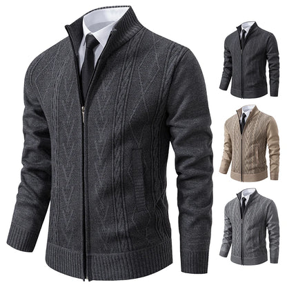 Men's Autumn Winter Cashmere Knit Sweater Coat - Padded Warm Casual Pullover Jacket