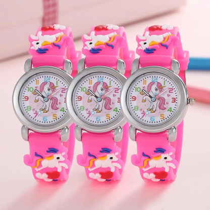 Colorful Unicorn Kids Watch - Cartoon Quartz Electronic Wristwatch for Students and Children
