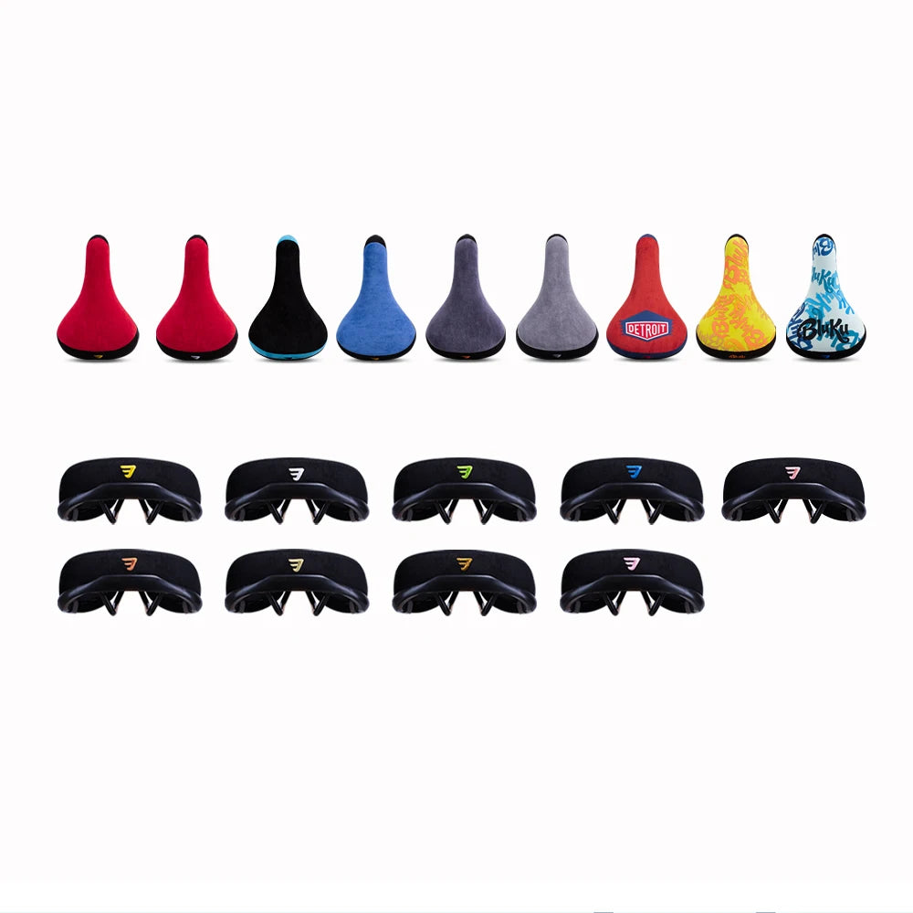Funsea Bicycle Saddle - Black Wheelie Seat with Embroidered Logo, Flannelette Cover, 8mm Rail for Bikes
