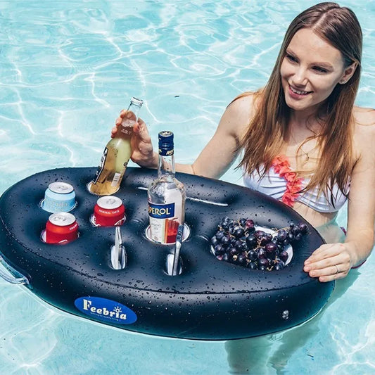 Summer Sea Inflatable Bucket Cup Holder - Pool Beach Swimming Party Float with Beer Drink Tray, Cooler Table Toy Accessories
