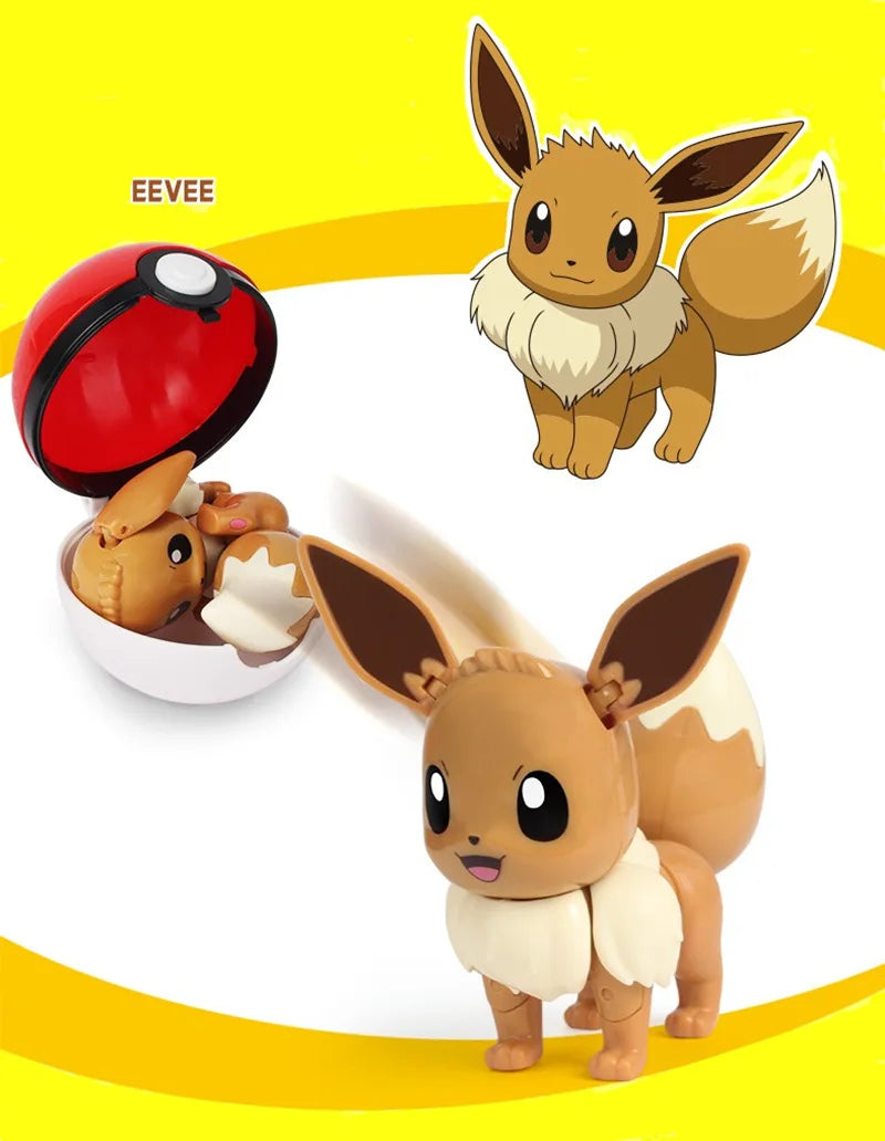 New Pokémon Action Figures – Pikachu, Charizard & Greninja Pocket Monster Poké Ball Deformation Toys for Kids Birthday Gifts