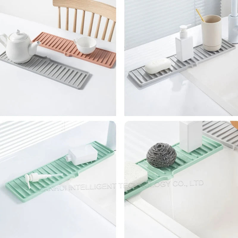 Kitchen Sink Splash Guard & Faucet Mat — Multipurpose Drip Catcher Tray for Dish Drying, Sponge & Kitchen Use
