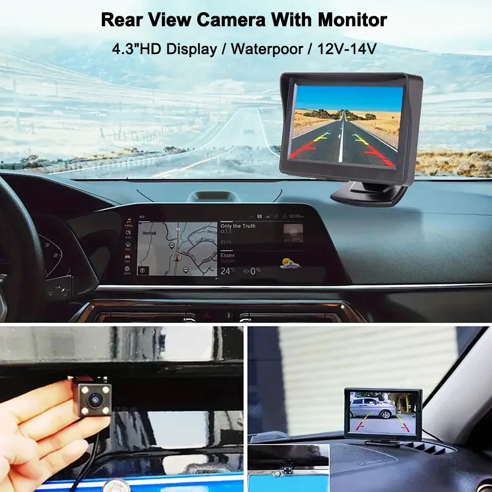 4.3" Car Rear View Monitor – Easy-Install Reversing Camera for Parking System & Vehicle Safety