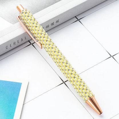 Lytwtw Pearl Rhinestone Ballpoint Pen – Luxury Rose Gold Metal Pen for Wedding, School & Office Supplies
