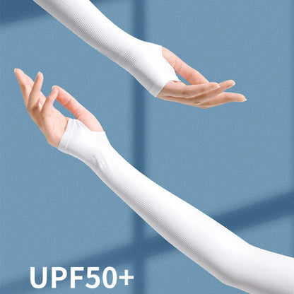 UPF50+ Ice Fabric Arm Sleeves - Breathable Quick Dry Sportswear for Running - Sun UV Protection Long Arm Covers for Cycling