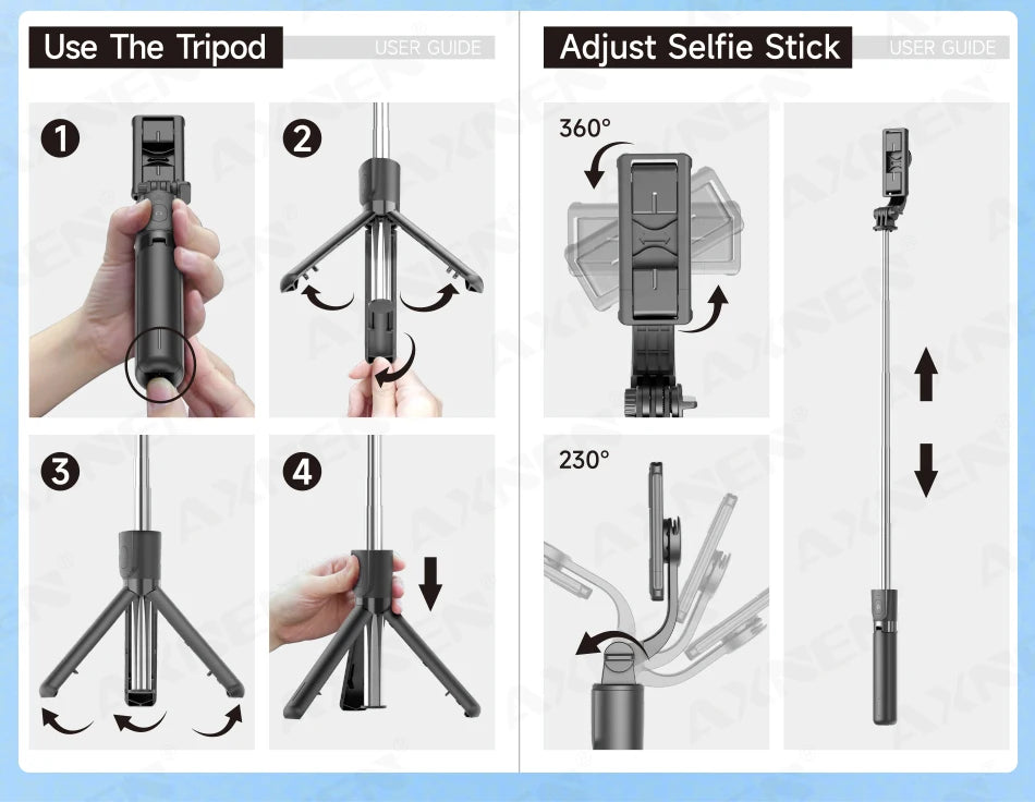 Bluetooth Selfie Stick Tripod with Wireless Remote and Phone Holder – Adjustable Desktop Stand for iPhone & Android, Optional Fill Light