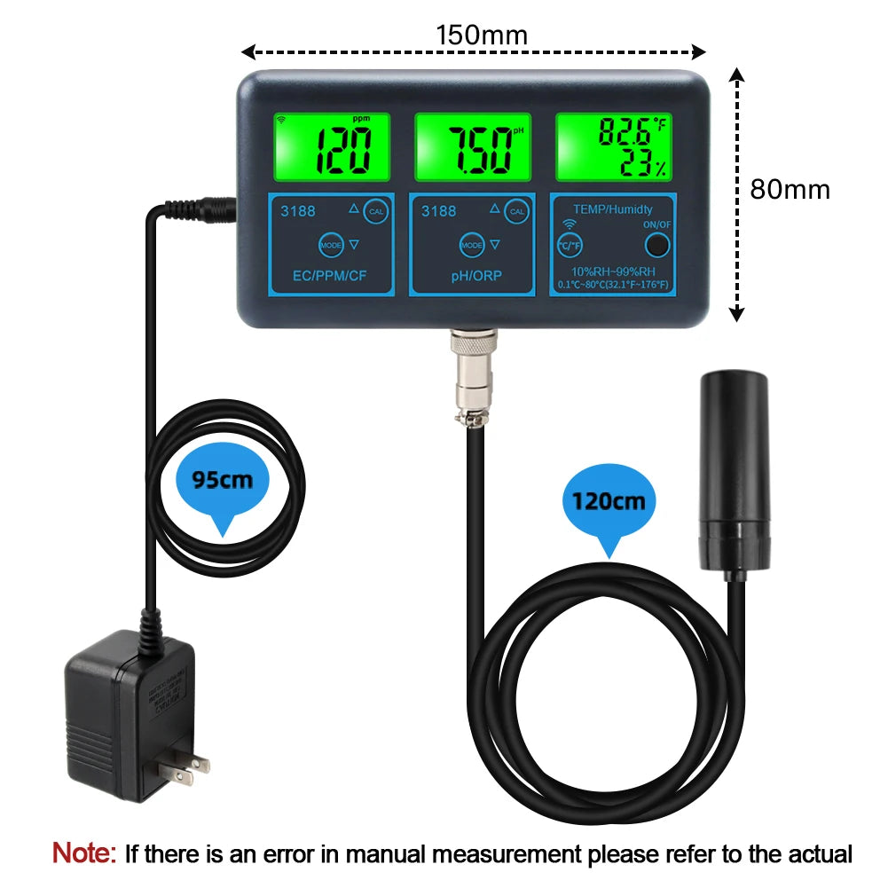 WiFi PH Meter & Water Tester – Temp, TDS, EC, ORP Smart Monitor for Aquariums, Hydroponics, Swimming Pools, Tuya APP Control