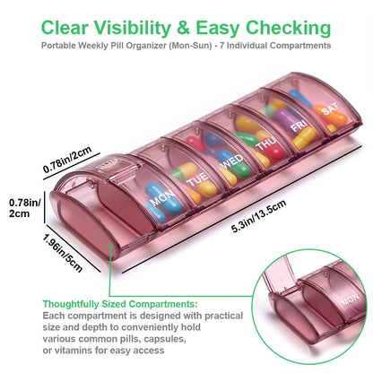 Weekly Pill Organizer - Extra-Large Medicine & Vitamin Planner Case for Travel and Daily Use