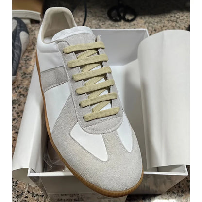Unisex Patchwork Suede Sneakers - Vintage German Army Trainer Casual Shoes