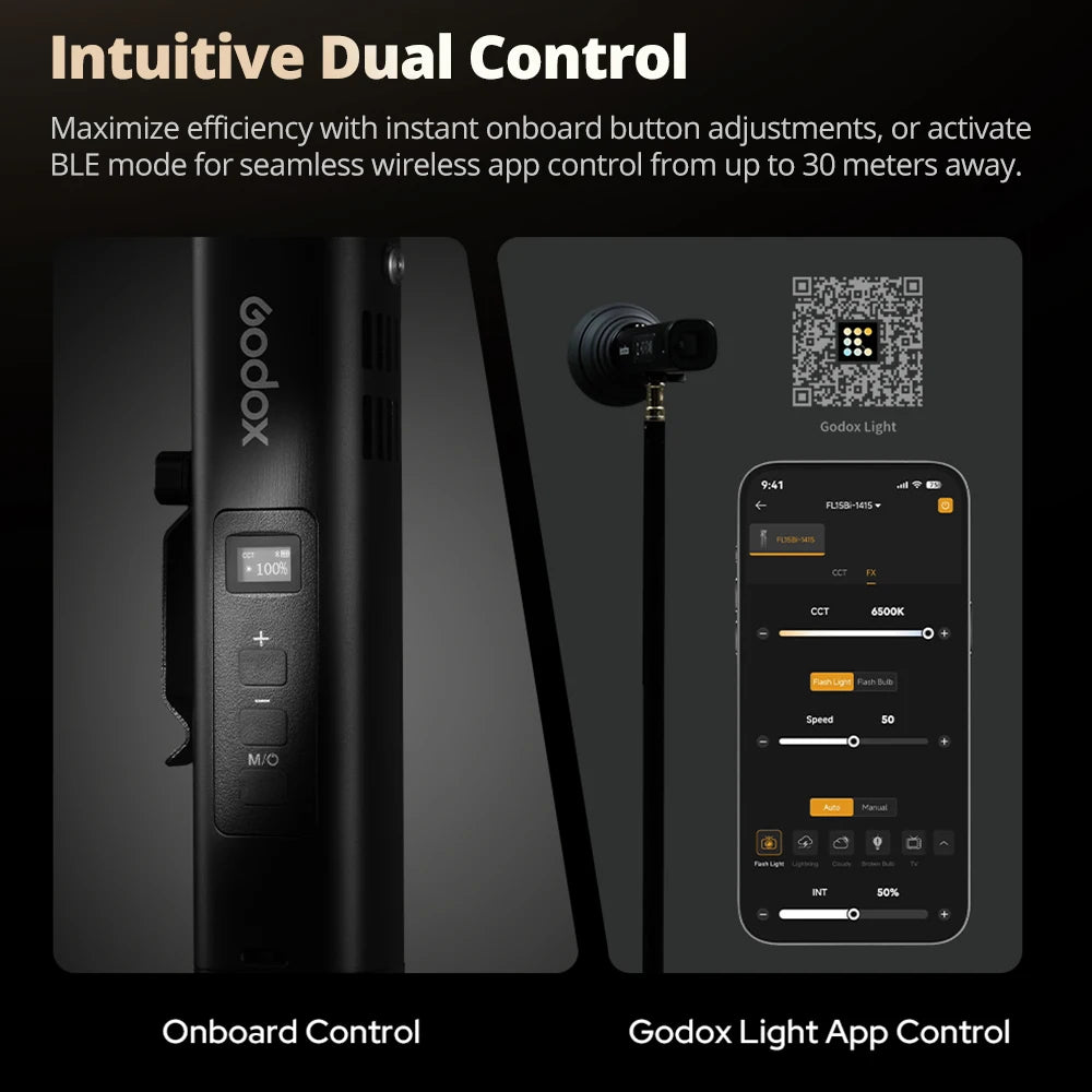 Godox FL15Bi Bi-Color LED Video Light - 2800K–6500K Portable Handheld Light with 11 FX Effects for Photography & Vlogging
