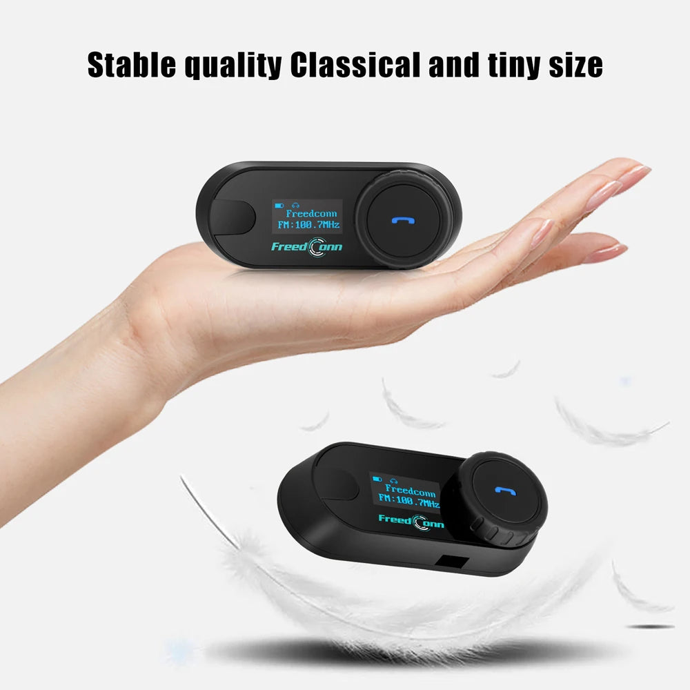 FreedConn Bluetooth Motorcycle Intercom Helmet Headset - Wireless Motorbike Interphone with LCD Screen & FM Earphone