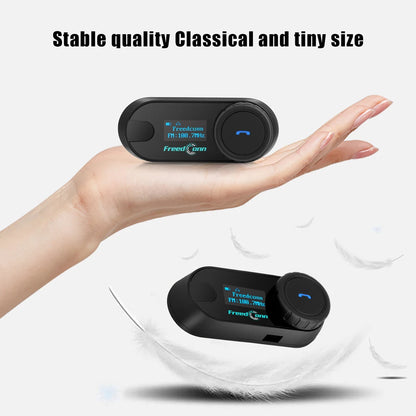 FreedConn Bluetooth Motorcycle Intercom Helmet Headset - Wireless Motorbike Interphone with LCD Screen & FM Earphone