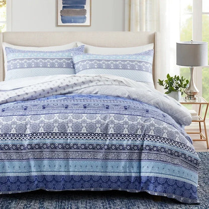 Grey Feather Duvet Cover Set – Full/Queen Boho Bird Plume Luxury Soft Reversible Comforter for Kids & Teens