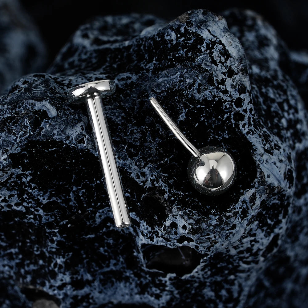 ASTM F136 Titanium Labret Stud Earrings – Threadless Push Pin Nose, Tragus, Cartilage & Helix Piercing Jewelry 16G/18G