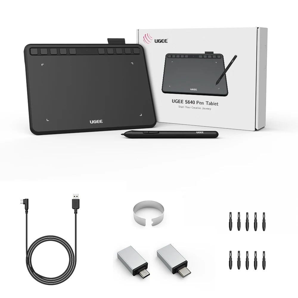 UGEE S640 Graphic Tablet – 6-Inch Digital Drawing Pad with 8192 Stylus for Android, Windows & Mac Laptops