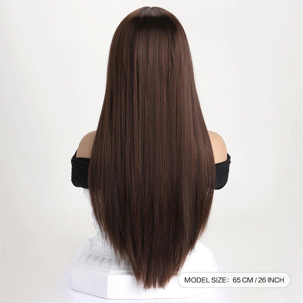 26" Long Straight Synthetic Wig – Fashion Color Wig for Women, Daily Wear, Halloween Costume, Party & Cosplay