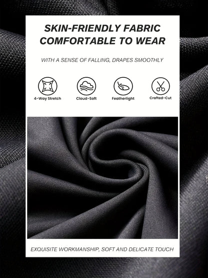 Women's High-Waisted Flared Pants - Slim-Fit Lightweight Wide-Leg Black Trousers