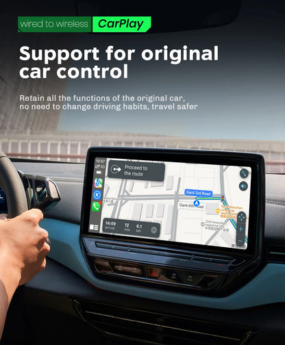 MMB Mini Wired to Wireless CarPlay Adapter – USB Plug & Play, Bluetooth 5.2 for Honda, Toyota Corolla, Peugeot 3008