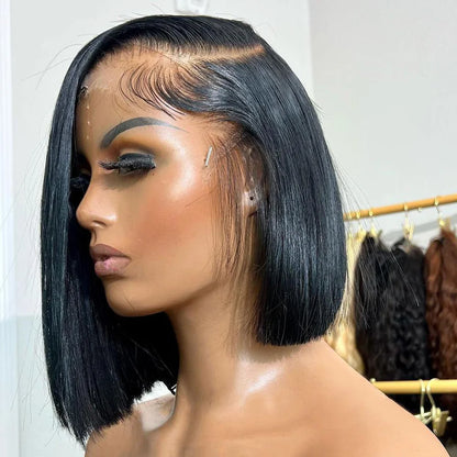 Raw Vietnamese Human Hair Lace Front Wig – 13x6 Bob, Straight Natural Black, 250% Density, 100% Human Hair