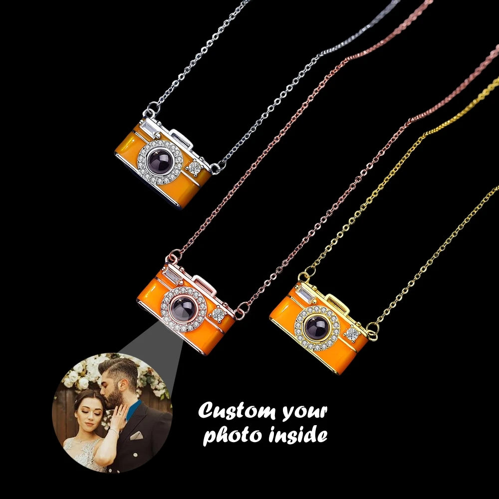 Custom Projection Photo Necklace — Camera-Shaped Personalized Photo Pendant Jewelry 2025