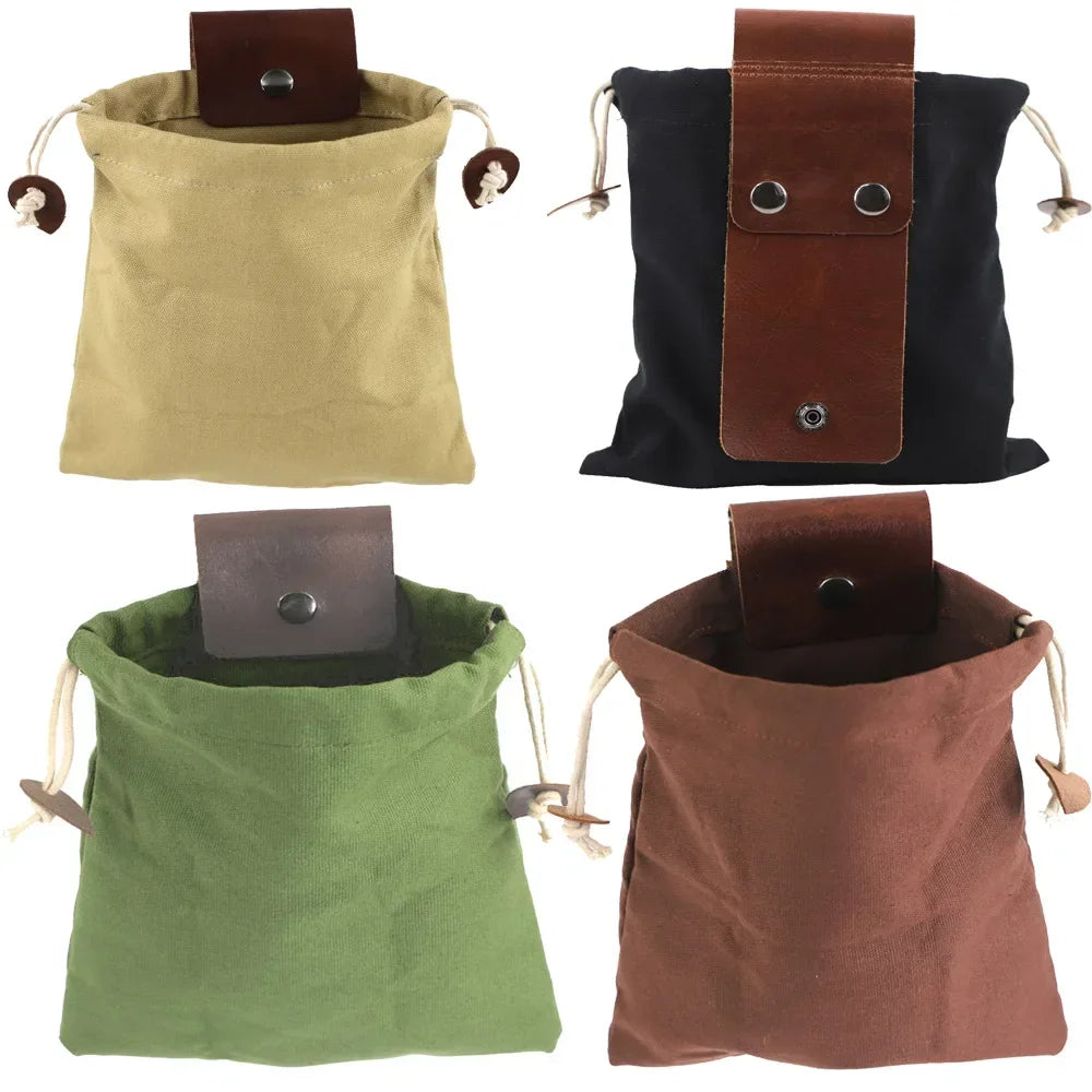 Outdoor Leather Foraging Bag – Bushcraft Waist Pouch for Vegetable, Fruit & Garden Harvest, Camping Tool Storage