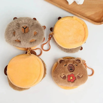 Creative Capybara Anime Plush Coin Purse – Kawaii Mini Round Cartoon Bag Pendant